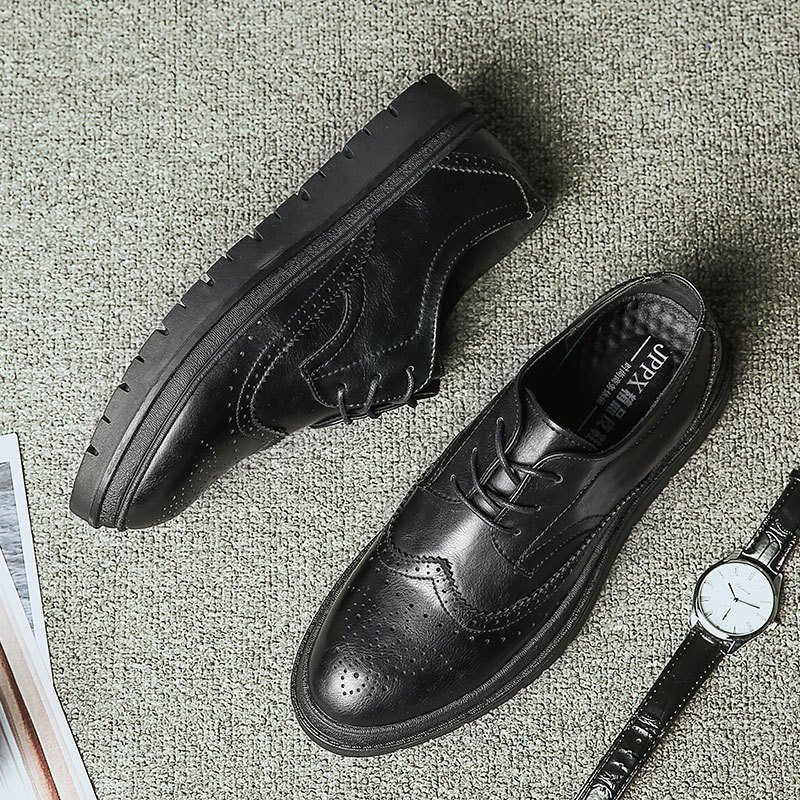 Men's shoes autumn new men's trendy shoes casual shoes plus velvet low-top casual single shoes brogue shoes men