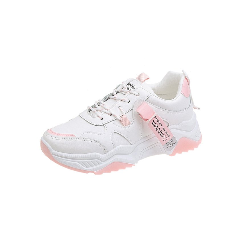 Sports shoes women's spring 2021 new student women's street shots increase white shoes women