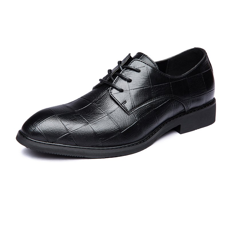 Summer men's British small leather shoes, men's business suits, trendy pointed youth lace-up casual men's shoes